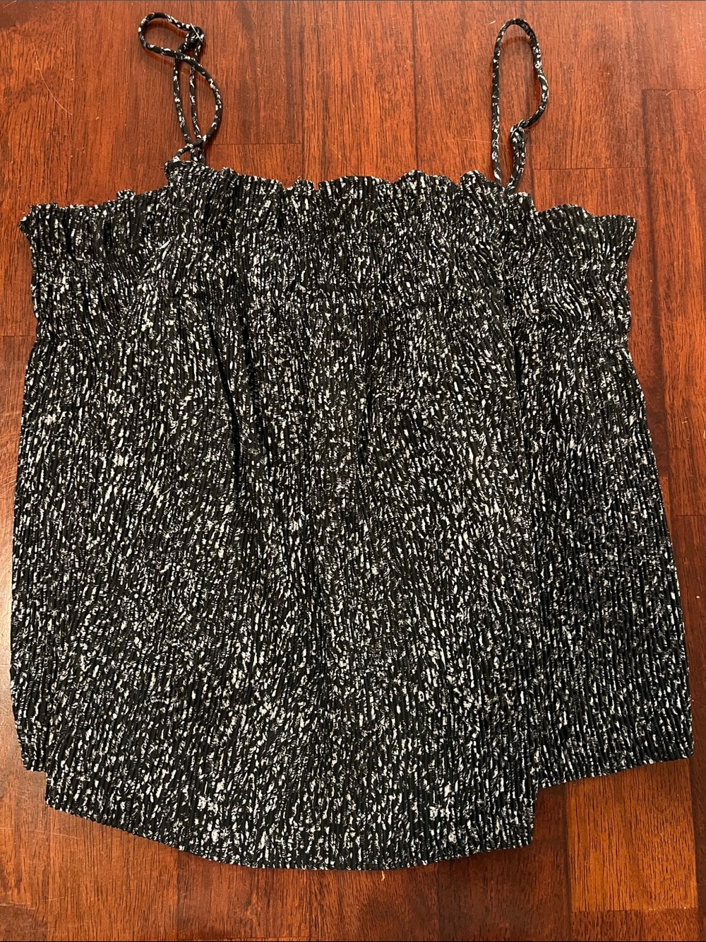 Banana Republic Black and White Smocked Spaghetti Strap Camisole